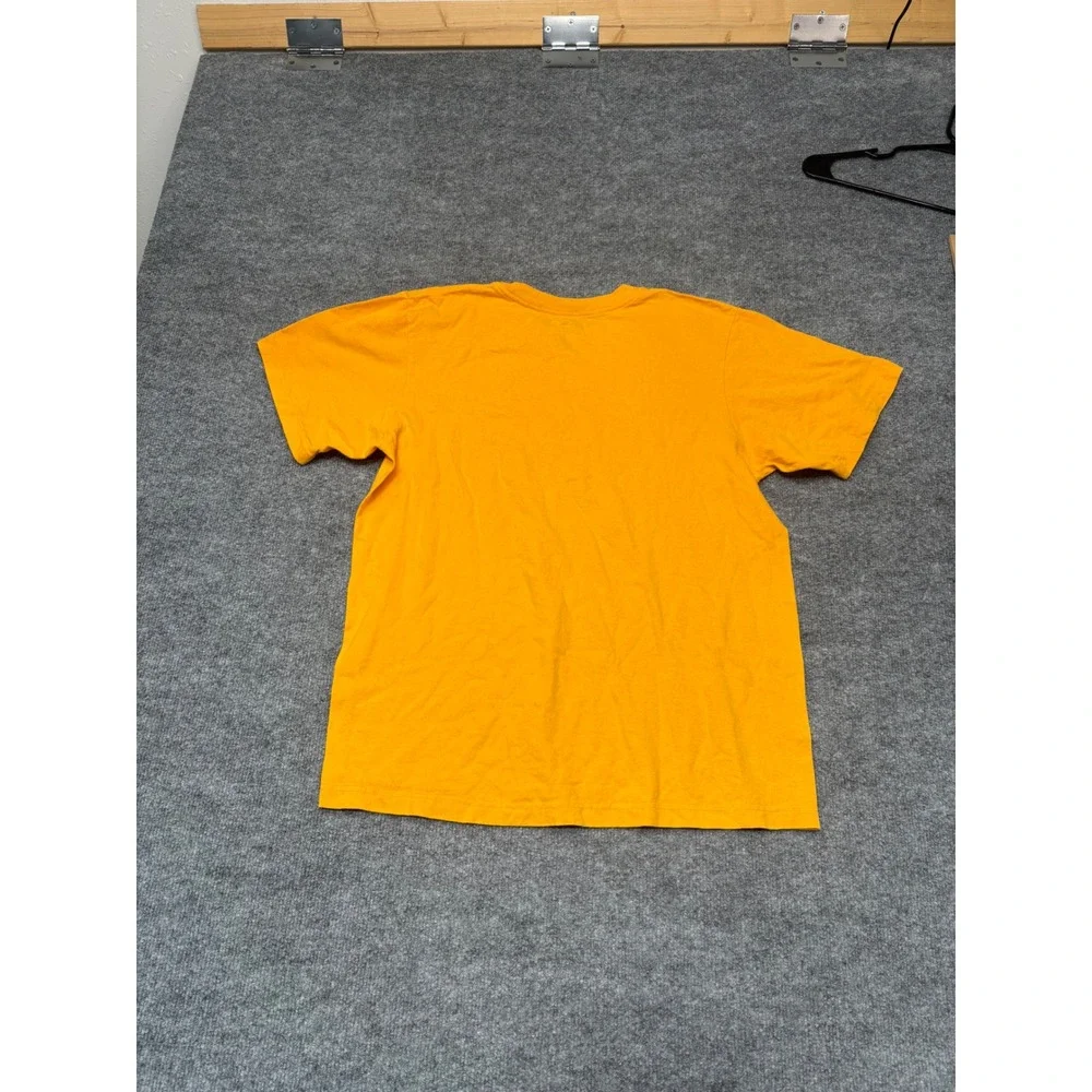 Adidas Mens Large Orange‎ Graphic T-Shirt Green Logo Short Sleeve Cotton Tee
